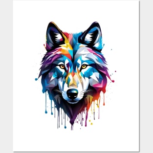 Wolf Head Dripping Rainbow Graffiti Posters and Art
